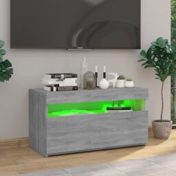 Berkfield Home TV Cabinet with LED Lights Grey Sonoma 75x35x40 cm - Size: 75 x 35 x 40 cm - thumbnail 5