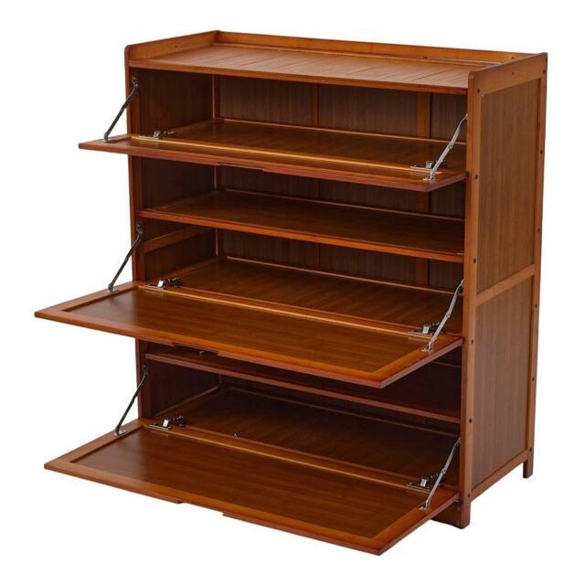 KORVIXA XL‑Large 5‑Tier Shoe Rack Storage Cabinet Cupboard Unit in Brown - Size: 100 cm x 100 cm - image 1