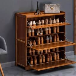 KORVIXA XL‑Large 5‑Tier Shoe Rack Storage Cabinet Cupboard Unit in Brown - Size: 100 cm x 100 cm - thumbnail 4