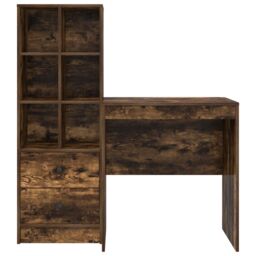 Berkfield Home Desk with Storage Smoked Oak Engineered Wood in Brown - thumbnail 7