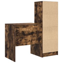 Berkfield Home Desk with Storage Smoked Oak Engineered Wood in Brown - thumbnail 8