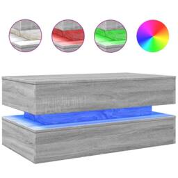 Berkfield Home Modern Coffee Table with LED Lights Grey Sonoma 90x50x40 cm - Size: 90 x 50 x 40 cm - thumbnail 3