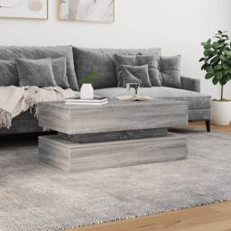 Berkfield Home Modern Coffee Table with LED Lights Grey Sonoma 90x50x40 cm - Size: 90 x 50 x 40 cm - thumbnail 4