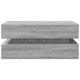 Berkfield Home Modern Coffee Table with LED Lights Grey Sonoma 90x50x40 cm - Size: 90 x 50 x 40 cm - thumbnail 7
