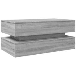 Berkfield Home Modern Coffee Table with LED Lights Grey Sonoma 90x50x40 cm - Size: 90 x 50 x 40 cm - thumbnail 9