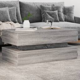 Berkfield Home Modern Coffee Table with LED Lights Grey Sonoma 90x50x40 cm - Size: 90 x 50 x 40 cm - thumbnail 2