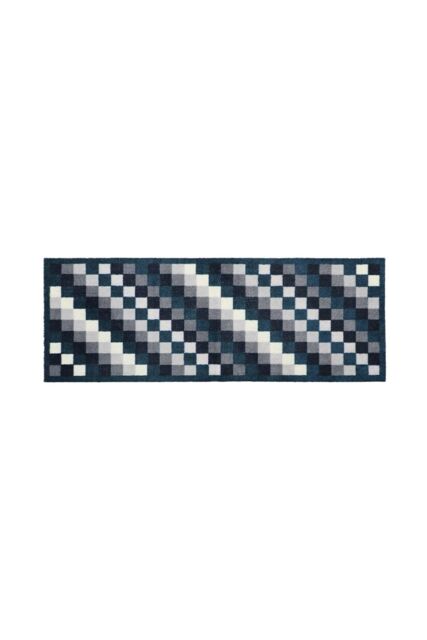 JVL Mega Machine Washable Runner Doormat 57 x 150 cm Pixels in Blue - Size: 57 cm x 150 cm - image 1