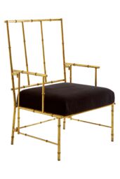 Orsina Modern Accent Chair, Decent Bambo-Style Armchair, Velvet Upholesterd Comfortable Livingroom Chair in Gold - thumbnail 3