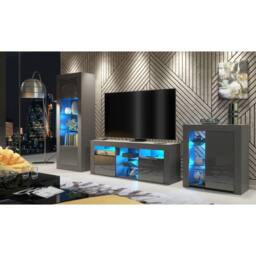Mex Furniture LTD Sideboard Serene 83cm - Dark Grey with Gloss Doors & LED Lights - thumbnail 4