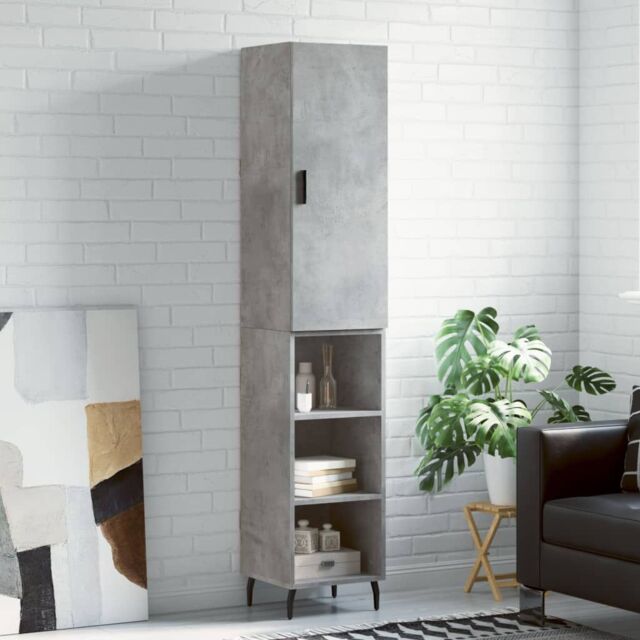 Berkfield Home Highboard Concrete Grey 34.5x34x180 cm Engineered Wood - image 1