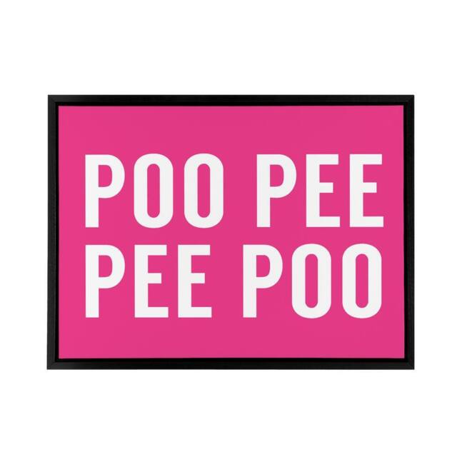 "Artery8 Funny Toilet Bathroom Decor Poo Pee Framed Canvas Wall Art Print in Pink - Size: W12"" x H16""" - image 1