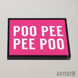 "Artery8 Funny Toilet Bathroom Decor Poo Pee Framed Canvas Wall Art Print in Pink - Size: W12"" x H16""" - thumbnail 2