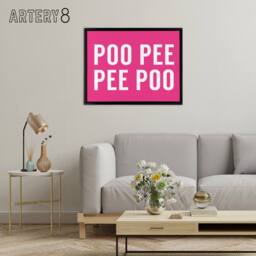 "Artery8 Funny Toilet Bathroom Decor Poo Pee Framed Canvas Wall Art Print in Pink - Size: W12"" x H16""" - thumbnail 3