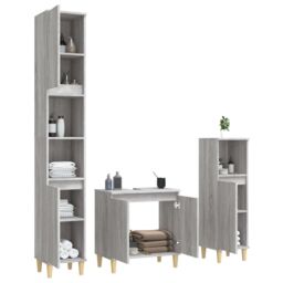 Berkfield Home 3 Piece Bathroom Furniture Set Grey Sonoma Engineered Wood - thumbnail 3