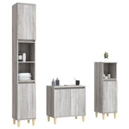 Berkfield Home 3 Piece Bathroom Furniture Set Grey Sonoma Engineered Wood - thumbnail 4