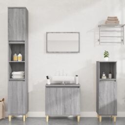 Berkfield Home 3 Piece Bathroom Furniture Set Grey Sonoma Engineered Wood - thumbnail 1