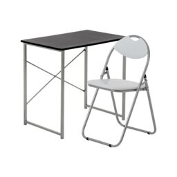 Harbour Housewares Wooden Office Desk & Chair Set - Compact PC Bedroom Study Workstation in White - thumbnail 1