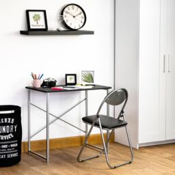 Harbour Housewares Wooden Office Desk & Chair Set - Compact PC Bedroom Study Workstation in White - thumbnail 6