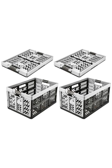 Keeeper Set of 2 Soft-Touch Handles Folding Box 45 Litre with Lid in Grey - image 1