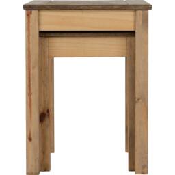 FORGEVIO Nest Of 2 Tables Space Saving Natural Wax Solid Pine Living Room in Brown - thumbnail 4