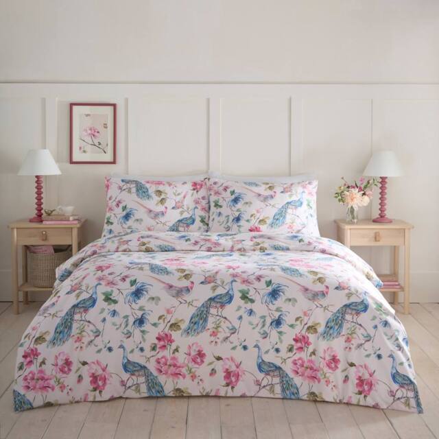 Portfolio Home Selene Floral Birds Duvet Cover Quilt Set With Pillow Case Bedding - Size: Super King - image 1
