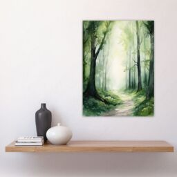 Artery8 Sage Green Springtime By Kath Raymond Forest Trees Soft & Dreamy Watercolour Painting Large Wall Art Poster Print Thick Paper 18X24 Inch - thumbnail 4
