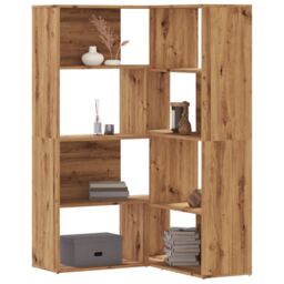 Berkfield Home Corner Bookcase 4-Tier Artisian Oak 85x85x140 cm Engineered Wood in Brown - Size: 85 x 85 x 140 cm