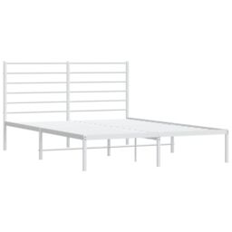 Berkfield Home Metal Bed Frame with Headboard White 140x190 cm - thumbnail 5