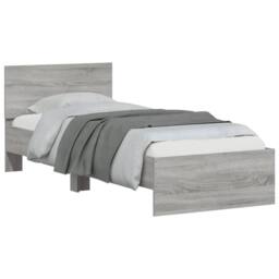 Berkfield Home Bed Frame with Headboard Grey Sonoma 90x190 cm Single Engineered wood - thumbnail 4