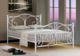 Comfy Living Ltd Metal Crystal Finial Bed Frame in White - Size: Single