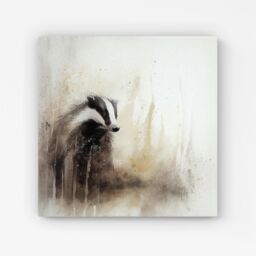 "Warren Reed - Designer Badger Watercolour Canvas in Brown - Size: W16"" x H16""" - thumbnail 1