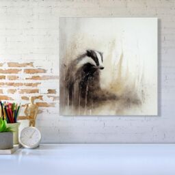 "Warren Reed - Designer Badger Watercolour Canvas in Brown - Size: W16"" x H16""" - thumbnail 2
