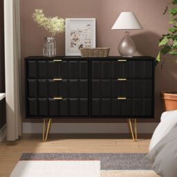 Ready Assembled 2 U Metro 6 Drawer Wide Chest (Ready Assembled) in True Black