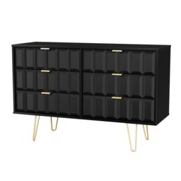 Ready Assembled 2 U Metro 6 Drawer Wide Chest (Ready Assembled) in True Black - thumbnail 4