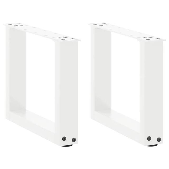 Berkfield Home Coffee Table Legs U-Shaped 2 pcs White 40x(30-31) cm Steel - image 1