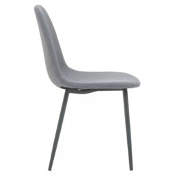 Orsina Dining Chair with Grey Powder Legs, Easy to Clean Velvet Accent Chair, High-Back Comfy Armchair - thumbnail 3