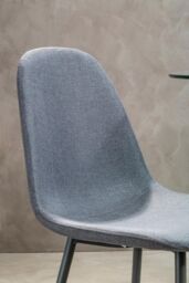 Orsina Dining Chair with Grey Powder Legs, Easy to Clean Velvet Accent Chair, High-Back Comfy Armchair - thumbnail 6