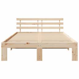 Berkfield Home Pine Wood Bed Frame 120x190 Natural Wood Solid Pine Wood in Light Brown - thumbnail 5