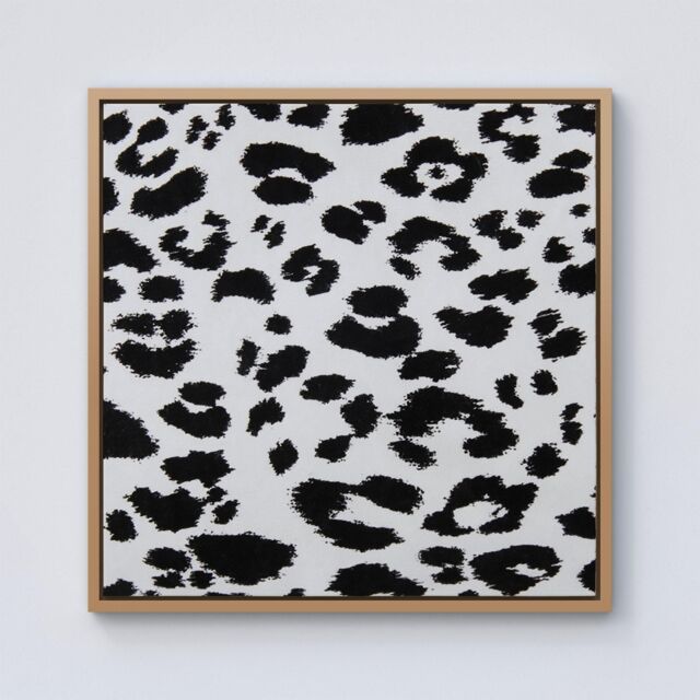 Warren Reed - Designer Black Leopard Print Framed Canvas in Light Brown - Size: w10 inch x h10 inch - image 1