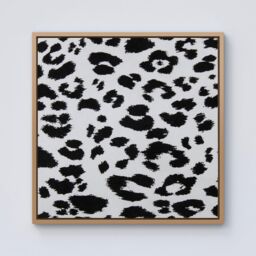 Warren Reed - Designer Black Leopard Print Framed Canvas in Light Brown - Size: w10 inch x h10 inch - thumbnail 1