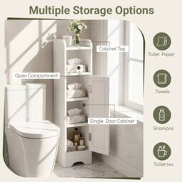 KORVIXA Toilet Paper Holder Stand with Adjustable Shelves in White - Size: W900mm x H650mm - thumbnail 5