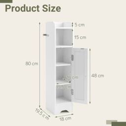 KORVIXA Toilet Paper Holder Stand with Adjustable Shelves in White - Size: W900mm x H650mm - thumbnail 2