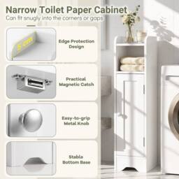 KORVIXA Toilet Paper Holder Stand with Adjustable Shelves in White - Size: W900mm x H650mm - thumbnail 4