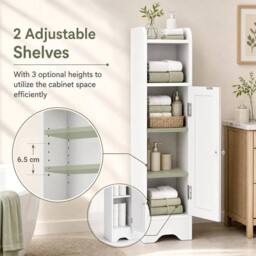 KORVIXA Toilet Paper Holder Stand with Adjustable Shelves in White - Size: W900mm x H650mm - thumbnail 3