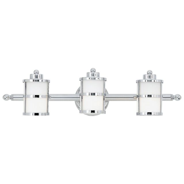 Loops IP44 3 Bulb Wall Light Opal Etched Glass Dimmable Polished Chrome LED G9 3.5W in Clear