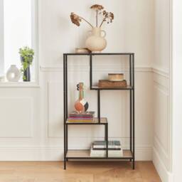 sweeek 4-level Industrial Bookshelf In Metal & Wood Effect in Light Brown - thumbnail 1