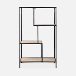 sweeek 4-level Industrial Bookshelf In Metal & Wood Effect in Light Brown - thumbnail 2