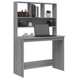 Berkfield Home Desk with Shelves Grey Sonoma 102x45x148 cm Engineered Wood - Size: 102 x 45 x 148 cm - thumbnail 4