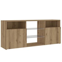 Berkfield Home TV Cabinet with LED Lights Artisian Oak 120x30x50 cm Engineered Wood in Brown - Size: 120 x 30 x 50 cm - thumbnail 6