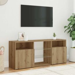 Berkfield Home TV Cabinet with LED Lights Artisian Oak 120x30x50 cm Engineered Wood in Brown - Size: 120 x 30 x 50 cm - thumbnail 3